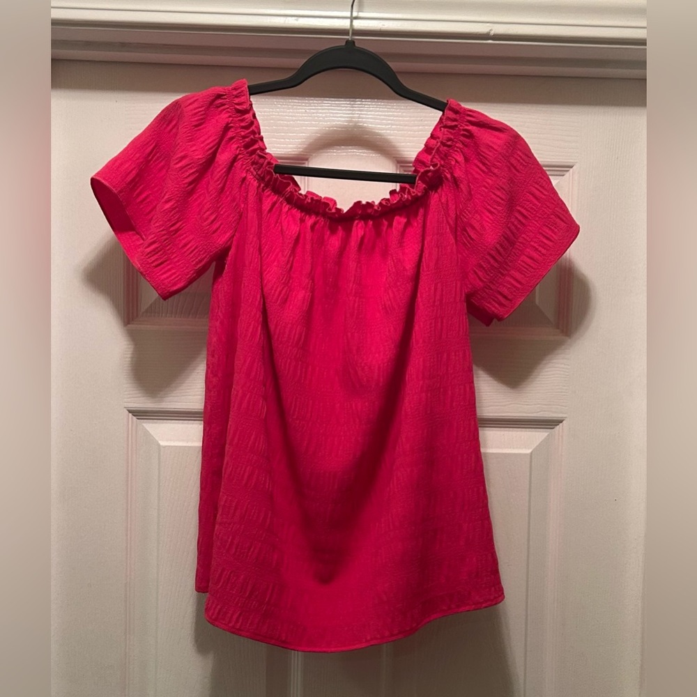 SHEIN Bright Pink Ruffled Blouse